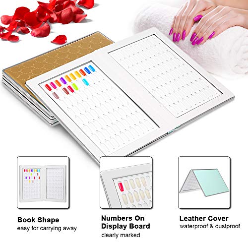 160 Nail Chart Display, Anself Nail Polish Display Book with 240Pcs Nail Tips(Green) - Image 2