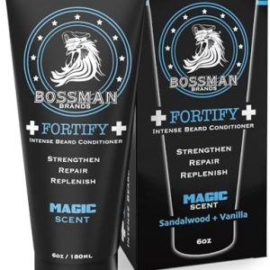 Bossman Fortify Intense Beard Conditioner - Shower Beard Wash, Moisturizer and Beard Softener for Men - Beard Growth Products - Made in USA (Magic Scent)