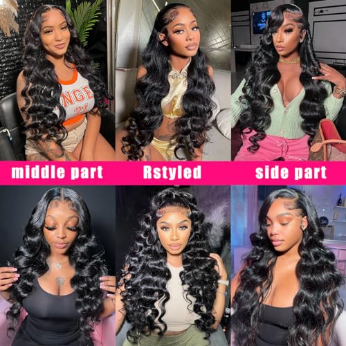 26 Inch Body Wave Lace Front Wigs Human Hair 13x4 HD Lace Front Wigs Human Hair Pre Plucked with Baby Hair Body Wave Glueless Lace Frontal Wigs Human Hair 180% Density Natural Black for Women - Image 9