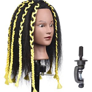 Mannequin Head 14 Inch Yaki Straight Training Head Manikin Head Cosmetology Doll Head Hairdresser Hairstylist Practice Head for Training Braiding Styling (14", yaki straight)