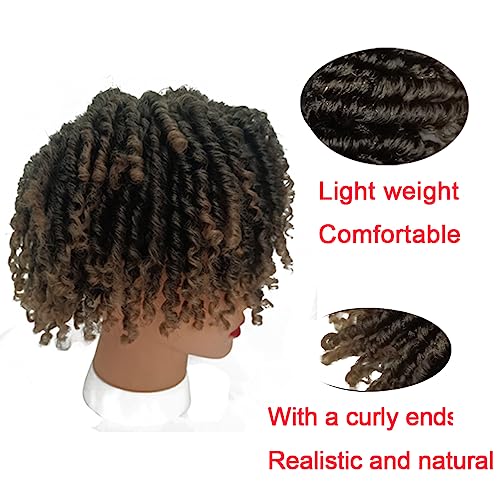 6inch Dreadlock Hair Topper Wig For Women/Man Ombre #4/27 Color Short Locs Wiglets Hairpieces With Clip In Braided Half Wigs Synthetic Dreadlocks Toupee Afro Wig For Thinning Hair - Image 2