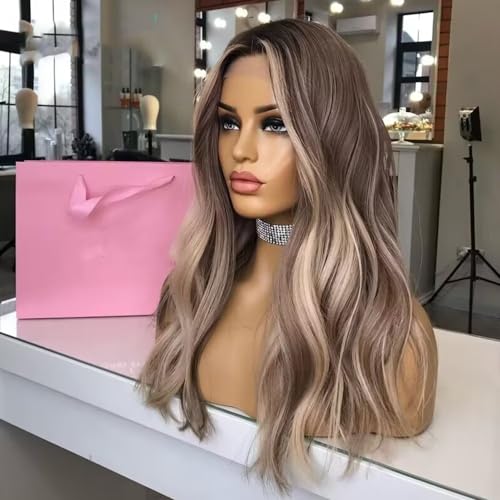 Highlight Wig Glueless Lace Wigs Body Wave HD Transparent 13X4 Lace Front Human Hair Wig Ash Brown Blonde Colored HD Lace Frontal Wig 180% Density Loose Wave Brazilian Remy Human Hair wigs 24inch - Image 5