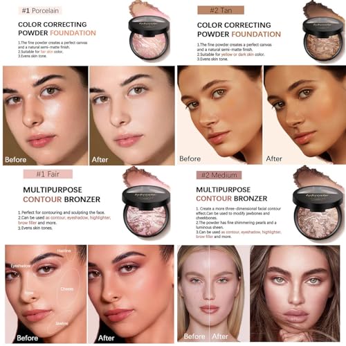 Fair Tone Baked Powder Foundation and Contour - Light Sheer Coverage, 0.35 oz - Image 4
