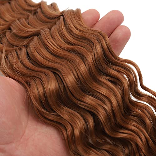 24inch Ocean Wave Braiding Hair Extensions 3packs Long Deep Curly Wave Braid Hair Synthetic Twist Ripple Crochet Deep Wave Braids Hair for Women 100g/pack(24",Brown) - Image 4