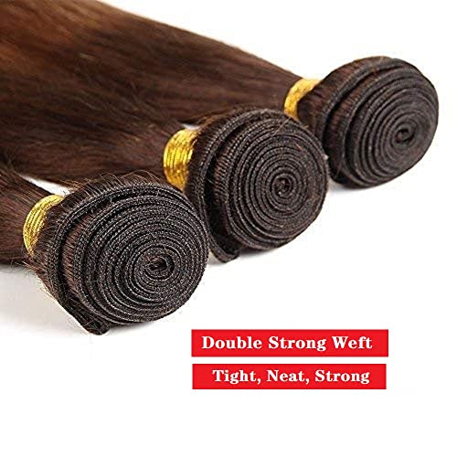 Ombre Straight Hair Bundles With Closure 10A Brazilian Virgin Remy Human Hair 2 Tone T4/30 Ombre Straight Human Hair Bundles with 4x4 Lace Closure Free Part (12 14 16 +12) - Image 6