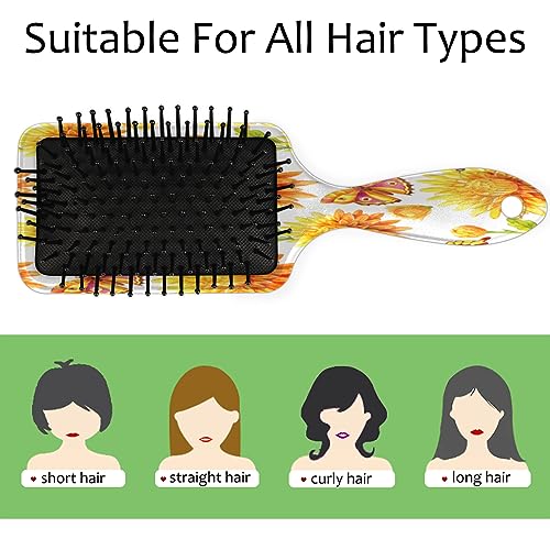 Flower Butterflies Hair Brush Detangler Brush with Nylon Bristle for Thick Curly Thin Long Short Wet or Dry Hair Adds Shine and Makes Hair Health Paddle Hairbrush for Women Men - Image 3