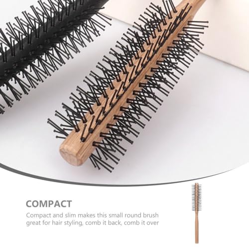 FRCOLOR Small Round Brush Wooden Handle Nylon Bristles Ball-Tipped Pin Tail Comb for Short Hair Styling - Image 5