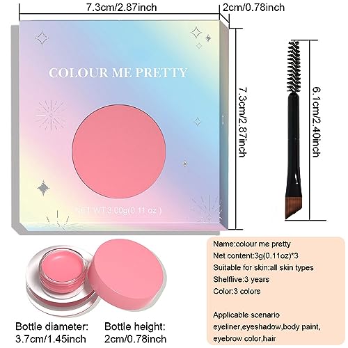 evpct 3Pcs Coral pink Yellow Orange Gel Eyeliner Waterproof Smudge Proof Eyebrow Cream Pomade Set with Brushes Long Wear Last All Day,Work Great with Eyebrow Eyeliner Face Body Paint Stick 112+118+122 - Image 6