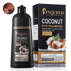 Cherry Brown Hair Dye Shampoo for Gray Hair, 16.9 Fl Oz, 3-in-1 Herbal Formula