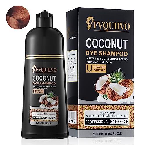 Cherry Brown Hair Dye Shampoo for Gray Hair, 16.9 Fl Oz, 3-in-1 Herbal Formula