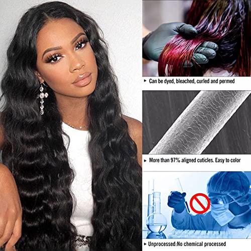 Brazilian Virgin Hair Loose Deep Wave Bundles 12A 100% Unprocessed Human Hair Loose Deep Wave Bundles 150% Density (10 12 14 inches)Double Weft Human Hair Wavy 3 Bundles Natural Black Color - Image 6