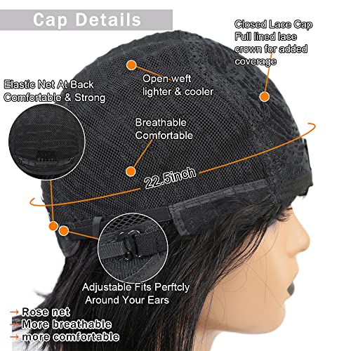 12INC Short Bob Wig with Bangs Human Hair Bob with Bangs Wig Human Hair 150% Density bob's wigs human hair For Women (12 Inch Natural Black) - Image 5