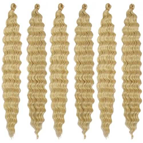 Curly Braiding Hair Ocean Wave Crochet Hair 22Inch Deep Curly Crochet Braids Wet and Wavy Braiding Hair Synthetic Crochet Hair for Black Women Human Hair ? (613#, 22 Inch (Pack of 6)) - Image 5