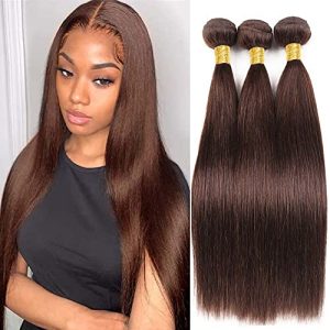 Dark Brown Human Hair Bundles Color 4 Bundles Brown Straight Bundles Human Hair 22 24 26 inch Brazilian Virgin Straight Human Hair Weave Bundles Dark Brown Straight Bundles Human Hair