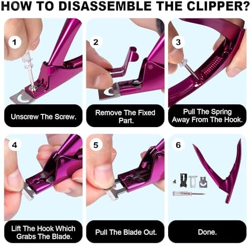 Violet Red Adjustable Nail Clippers with Magnets for Acrylic Nails, Stainless Steel Cutter Tool - Image 6