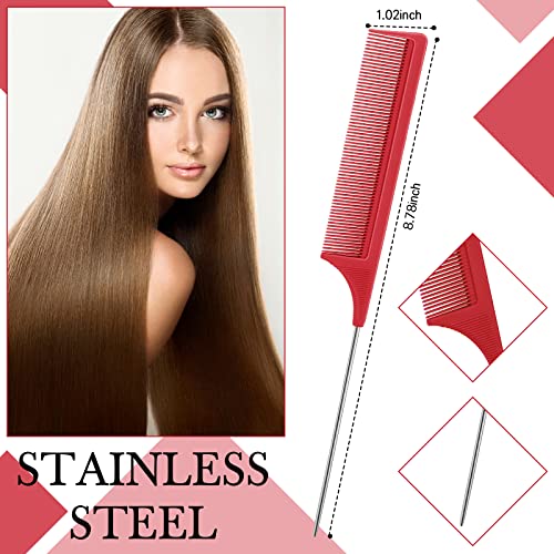 Geiserailie 3 Pcs Slick Back Hair Brush Set Bristle Hair Brush Edge Control Brush Teasing Comb for Women Baby Kids' Black Hair (Red) - Image 4