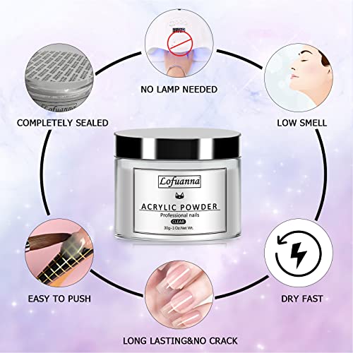 Lofuanna 30g Clear Acrylic Nail Powder and 40ml Liquid Monomer Tools Set - Image 5