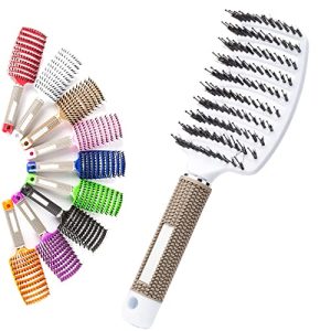 Heykomi Detangler Brush, Heykomi Hair Brush, Magic Detangler Bristle Nylon Hairbrush, Detangler Brush for Long, Thick, Thin, Curly & Tangled Hair (White)