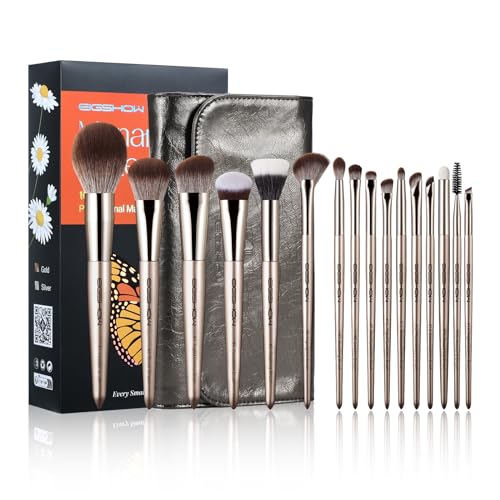 EIGSHOW 16pc Professional Makeup Brush Set with Case Premium Synthetic Bristles