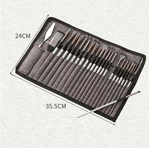 24 Pcs Paint Brushes Art Set for Acrylic Oil Watercolor Gouache a Kit Hog Bristle, Horse Hair and Nylon Hairs, Including a Carrying Canvas Roll (Color : Gray) - Image 2
