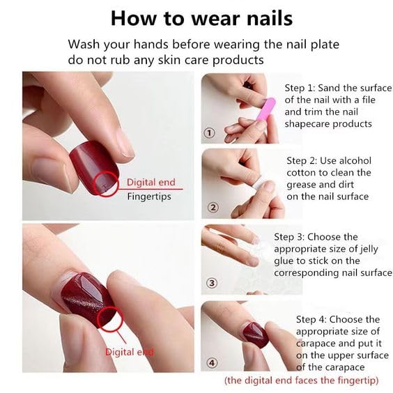 Purple Cat Eye Press on Nails Medium Square Fake Nails Glitter False Nails Glossy Reusable Acrylic Stick on Nails Glue on Nails Full Cover Obmre Artificial Nails for Women Girls Nail Decoration 24Pcs - Image 7