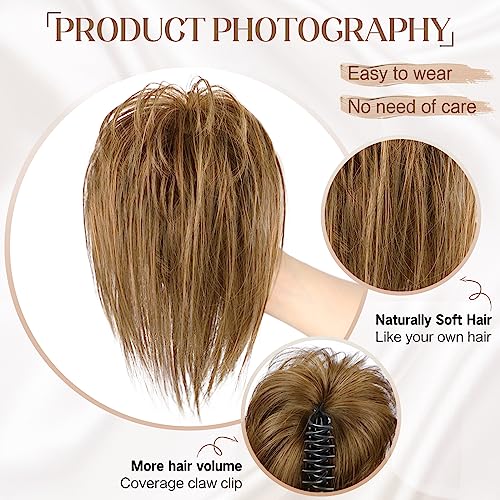 HMD Messy Bun Hair Piece Claw Clip Hair Bun Wavy Curly Chignon Hair Bun Extensions Tousled Updo Hair Buns Claw Clip Ponytail Hairpieces Hair Scrunchie with Clip for Women(12/24) - Image 4