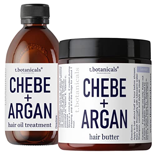 Chebe Butter and Argan Oil Set for Deep Hydration and Nourishment, 8 oz