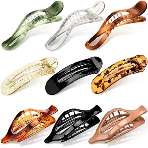 9 Pcs Alligator Hair Clips Oval French Barrette Flat Claw Clips Plastic Hair Accessories for Women Jaw Hair Clips for Styling Hair Clamps Barrettes for Thick Curly Fine Hair Sectioning Girls Gifts
