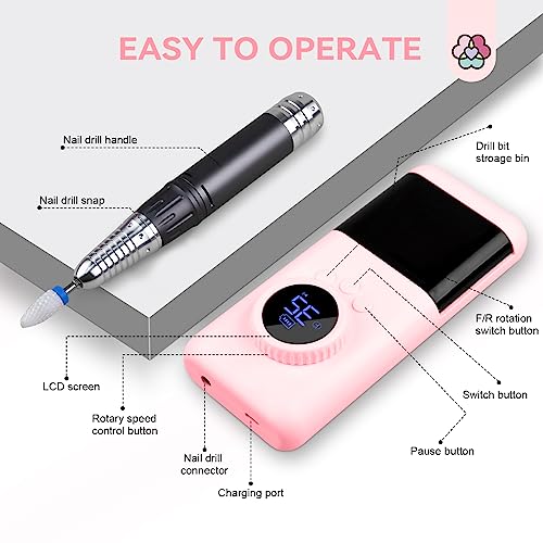 Saviland 35000RPM Professional Nail Drill - Salon Quality Electric Nail Drill Kit for Acrylic/Gel Nails Removal Easy to Use Portable Nail File Manicure Tools Home Nail Care - Image 5