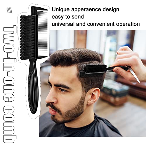 4 Pieces Barber Fade Brush 2-In-1 Fading Brush Nylon Clipper Brush Barber Brush with Comb Barber Blade Brush Neck Beard Brush Hair Clipper Brush Styling Brush Tool for Men (Black) - Image 4