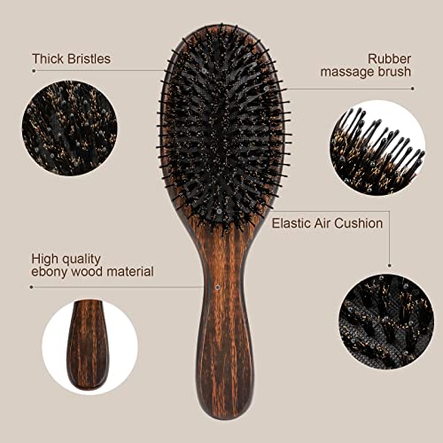Natural Boar Bristle Hair Brush - Bearded Men and Girls with Long Hair - Ideal for Travel - Image 2