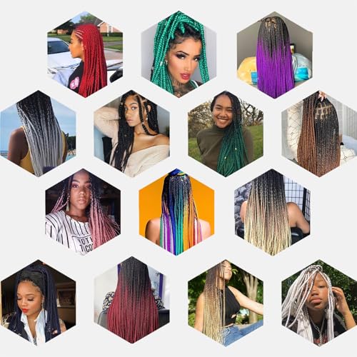 3 Packs 30 Inch Pre Stretched Braiding Hair High Temperature Synthetic Fiber Pre Stretched Ombre Braiding Hair Hot Water Setting For Crochet Twist Braids (30 Inch (Pack of 3), red) - Image 6