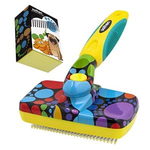 Self Cleaning Slicker Brush for Short or Long Haired Dog Cat, Deshedding Grooming Tool for Dog Cat, Cat brush for Shedding, Dog brush for Shedding, Multi-colored