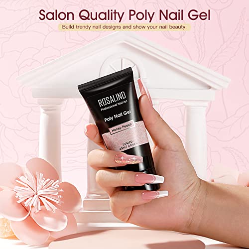 ROSALIND 60ML Pink Poly Nail Gel, Peach Pink Poly Extension Gel for Nails Nature Poly Pink Gel Color Builder Nail Strengthen Gel Poly Nail Art Design, Poly Acrylic Gel Packs for Women Christmas - Image 3