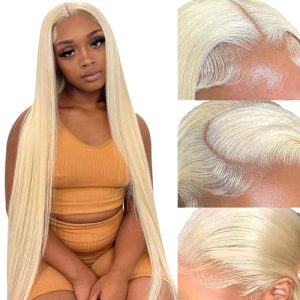 613 Lace Front Wig Human Hair 13x6 Transparent Lace Blonde Lace Front Wigs Human Hair Pre Plucked 613 HD Lace Frontal Wig 13X6 200% Density blonde wig human hair 40Inch Straight 613 wig