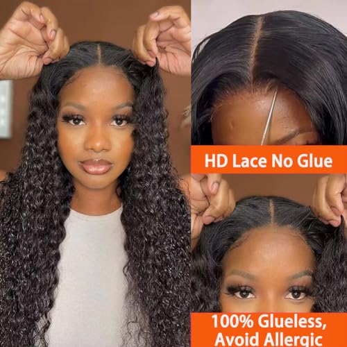Amanda Wear And Go Glueless Wigs Human Hair Pre Cut Lace 6x4 Deep Wave Wig 180 Density Human Hair Wig Glue HD Lace Front Wig Human Hair 18 Inch - Image 2