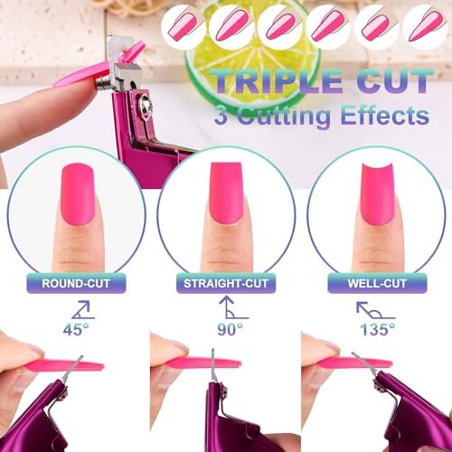 Violet Red Adjustable Nail Clippers with Magnets for Acrylic Nails, Stainless Steel Cutter Tool - Image 4