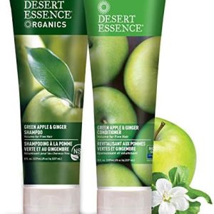 Desert Essence Green Apple & Ginger Shampoo & Conditioner Bundle - 8 Fl Ounce - Volume For Fine Hair - Natural - Deep Moisturizing - Antioxidants - Maca Root - Softer & Shinier - Smooth & Silky