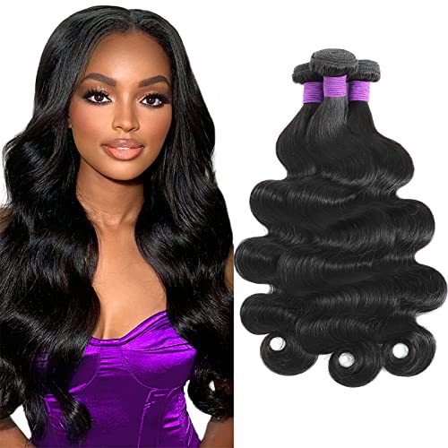 Brazilian Body Wave Bundles 18 20 22 Inch Human Hair Bundles 100% Unprocessed Brazilian Virgin Hair Body Wave 3 Bundles Human Hair Weave Extensions Natural Color