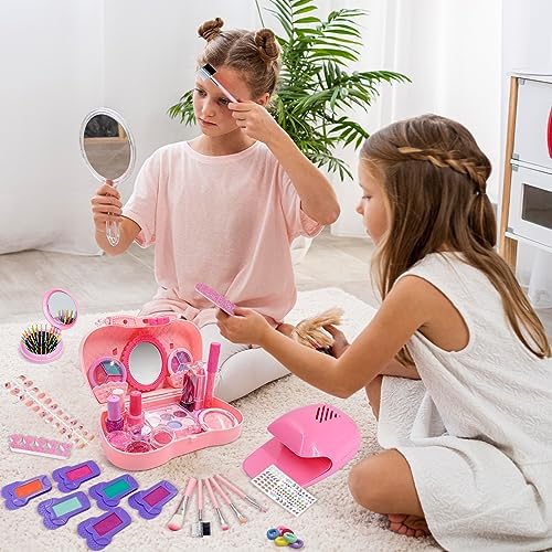Kids Makeup Set Toys Gift, Washable Make Up Kits and Nail Polish Set Hair Dye Stick for Girls , Perfect Kids Christmas Birthday Gifts for Girl Ages 3 4 5 6 7 8 9 10 11 12 Year Old - Image 8