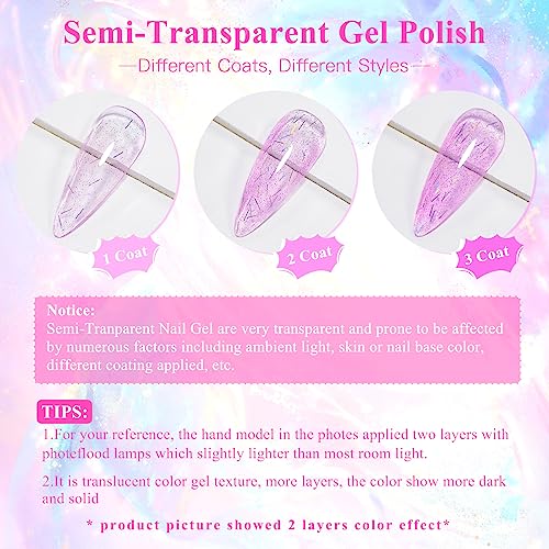 6-Color Holographic Glitter Gel Polish Set for DIY Nail Art - Shimmering Finish - Image 5