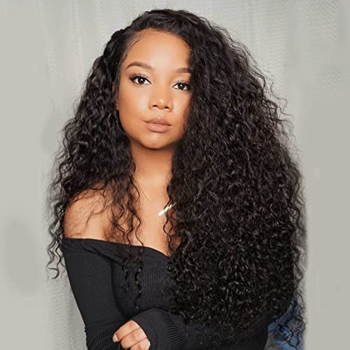 Curly Wig 13x4 Transparent Lace Front Wigs Human Hair Pre Plucked HD Lace Wig 180% Density Curly Lace Front Wigs for Black Women Human Hair Wet And Wavy 100% Virgin Hair Natural 24 Inch