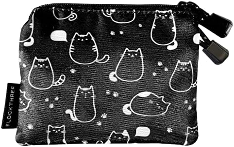 FLOCK THREE Small Coin Purse for Women with Zipper Mini Change Wallet Credit Card Holder Keychain Pouch Cute Ladies Key Card Cases Money Organizers for Boys Girls (Cute Cat) - Image 2