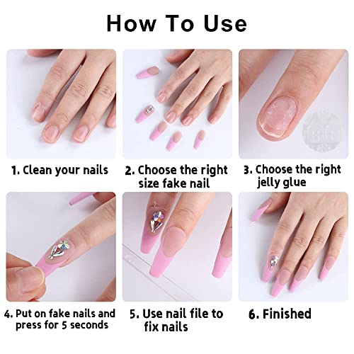 Pink Glitter Square Short Press-On Toenails 24 Piece Set for Women and Girls - Image 6