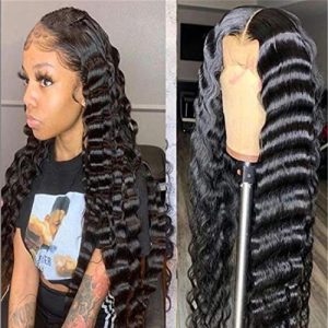 Siyun Show 24" Loose Deep Wave 150% Density Pre Plucked Human Hair Lace Front Wig