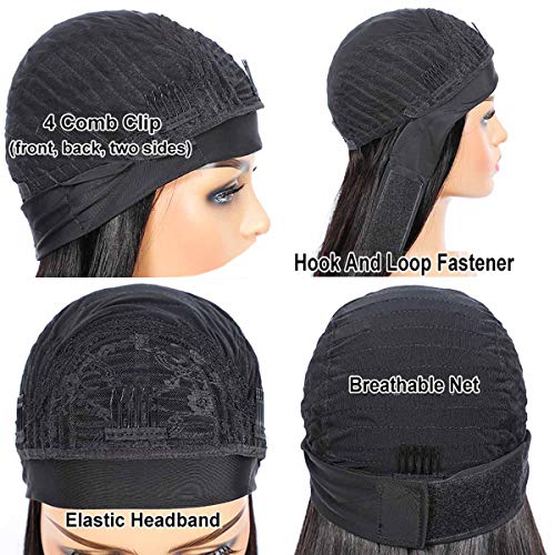 Bob Human Hair Headband Wigs Straight Headband Wigs For Black Women Short Bob Human Hair Wigs Color 1B Natural Black None Front Lace 150% Density Brazilian Human Hair Headband Wig (12") - Image 4