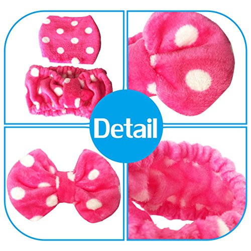 Hairizone Makeup Wrap Headband for Facial Wash Shower Hairband Adjustable Elastic Bowknot Cosmetics Hair Band for Women (Roseo) - Image 4