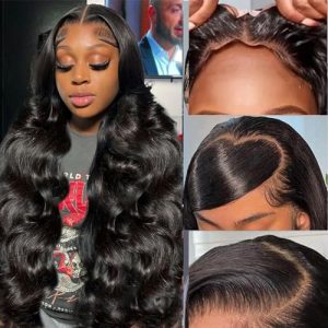 PERISMODA 12A Wear and Go Glueless Wig 7x5 Body Wave HD Lace Closure Human Hair Pre Bleached Pre Plucked Pre Cut Hairline 24 Inch Ready to Go Lace Front Wigs 180% Density Frontal Wigs For Women