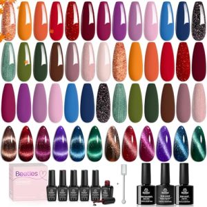 Beetles 20 Pcs Gel Nail Polish Set with 6 Cat Eye Colors for Seasonal Wear