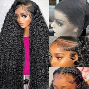 MsSunlight 24 Inch 180% Density Full Lace Water Wave Human Hair Wig Pre Plucked